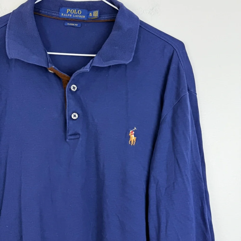 Polo Ralph Lauren Classic Fit Long Sleeve Polo Navy Embroidered Pony